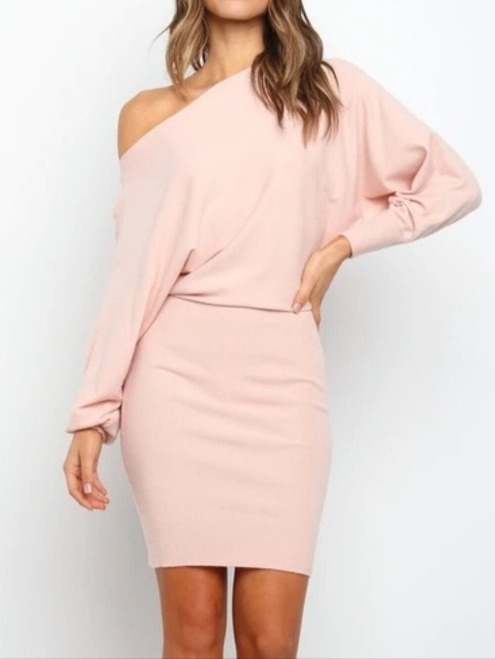 Petal & Pup Olea Dress | One-Shoulder Bodycon Blush Pink | Size 6